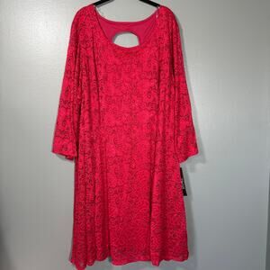 Avenue NWT Red Lace Midi Shift Special Occasion Dress - 30/32 - Womens Plus Size